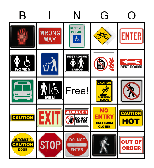 SAFETY SIGNS Bingo Card