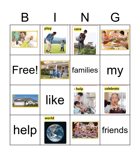 National Geographic 1A Vocabulary Bingo Card