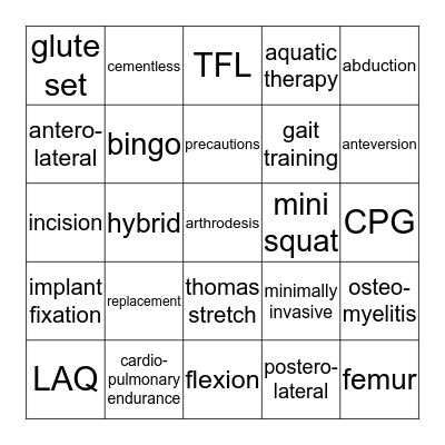 Totally Hip Bingo Card