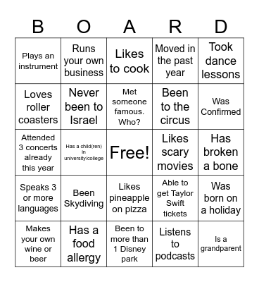 Ice Breaker Bingo Card