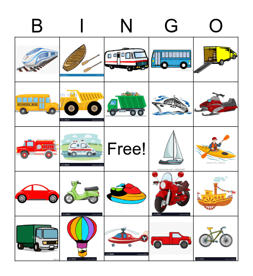 Transportation Bingo Card