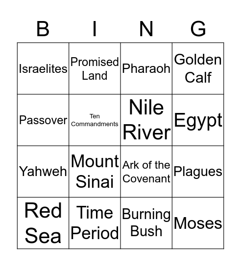 Book of Exodus Bingo Card