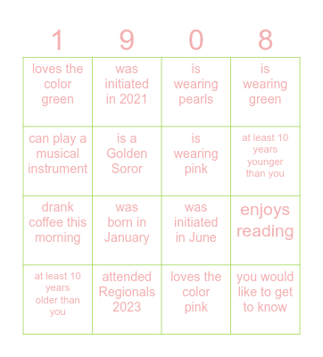 Find a SOROR who. . . Bingo Card