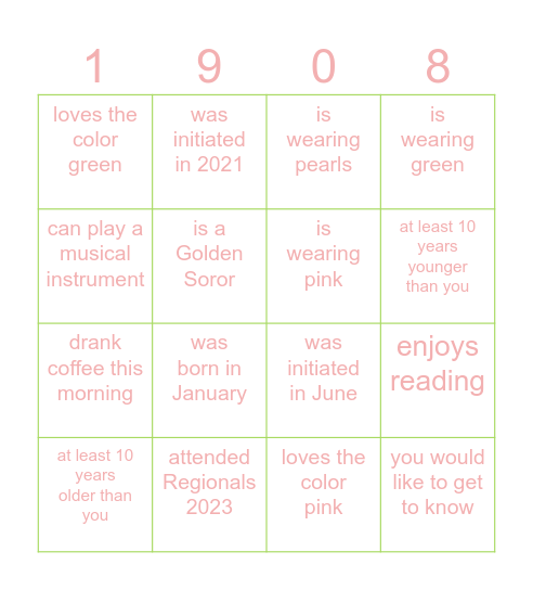 Find a SOROR who. . . Bingo Card