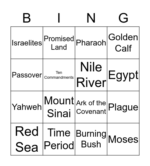 Book of Exodus Bingo Card
