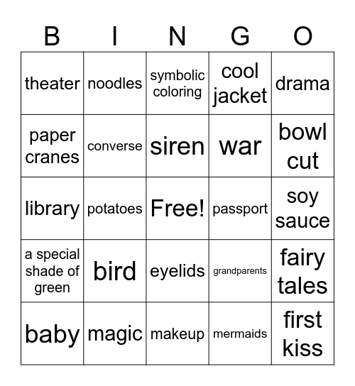 The Magic Fish Bingo Card