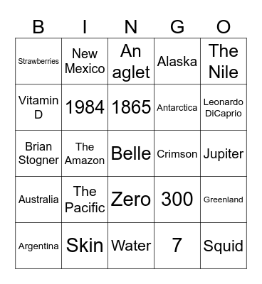 RU Tringo Bingo Card