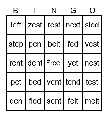 UFLI lesson 40 Bingo Card