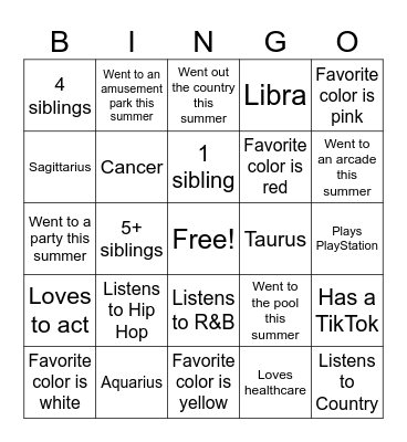 H.A.R.T High School Bingo Card