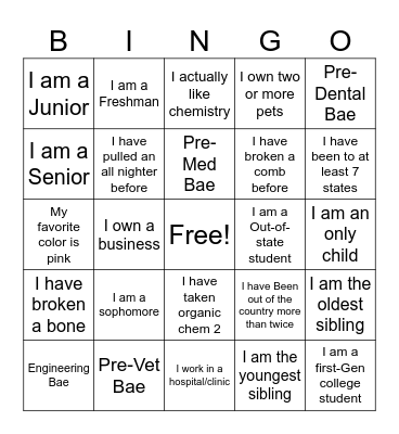 COBWIS Bingo Card
