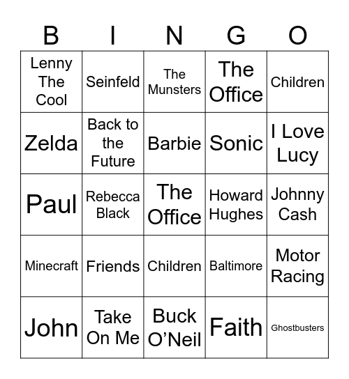 Trivia Bingo Card