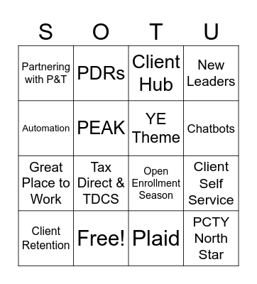 SOTU BINGO Card