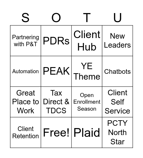 SOTU BINGO Card