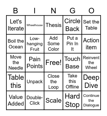 BUZZ WORD BINGO Card