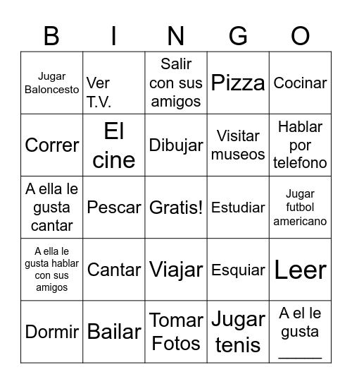 A quien le gusta...? Bingo Card