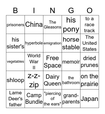 Chapter 4 Review Bingo Card