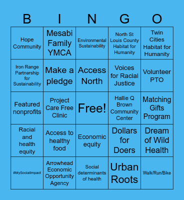 Community Giving Campaign Bingo Card