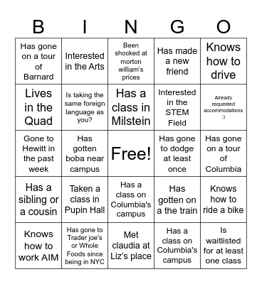 BINGO Mixer Bingo Card