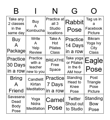30-Day Challenge Bingo Card