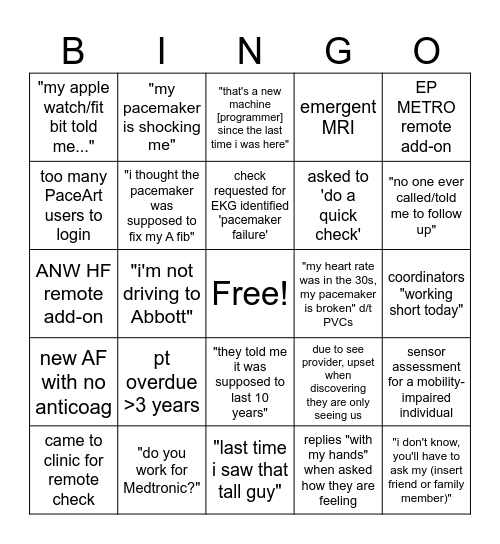 device Bingo Card