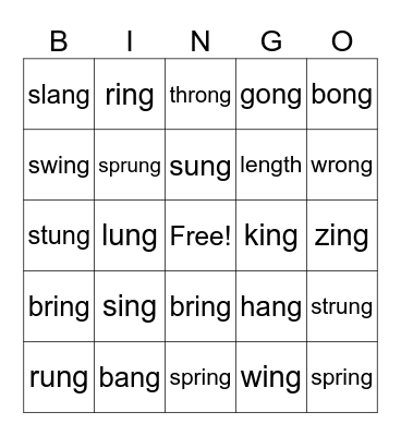 Categories Bingo Card