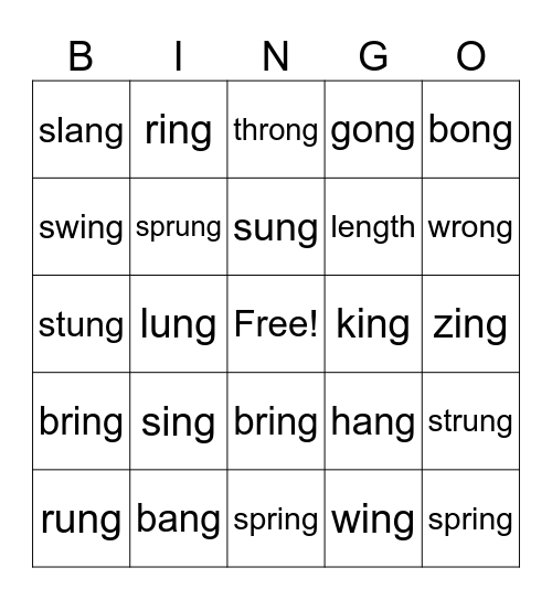 Categories Bingo Card