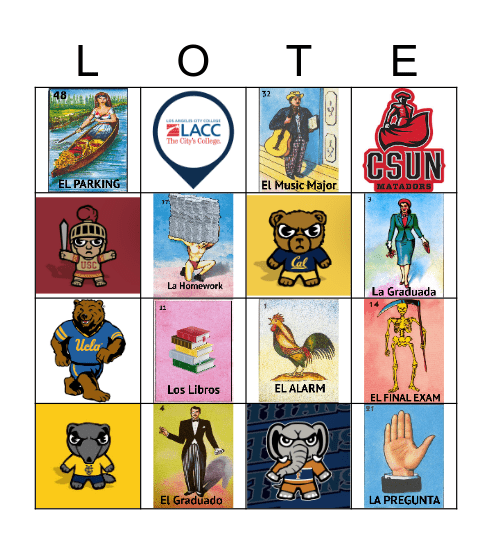 College Loteria HBHS Bingo Card