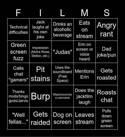 jackfilm twitch bingo Card