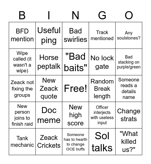 Braveheart Sarkareth Bingo Card