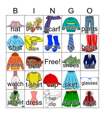 Clothes Bingo Card