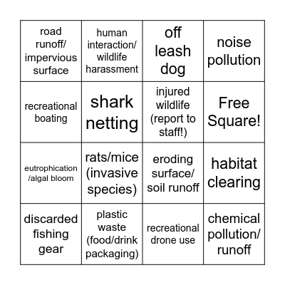 Coastal Bingo Card