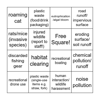 Coastal Bingo Card