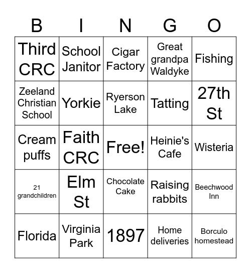 Machiele Bingo Card