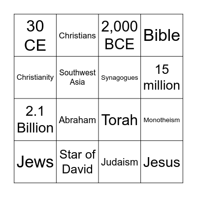 Religions of Europe Bingo Card