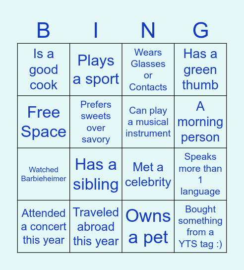 Team Bingo! Bingo Card