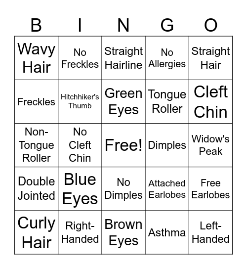 How well do you know your parents! Bingo Card