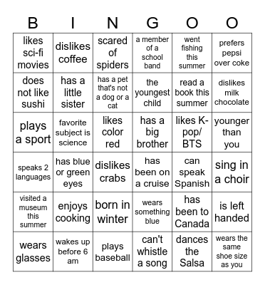 FIND SOMEONE WHO... Bingo Card