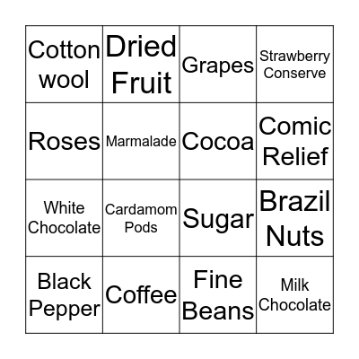 Fairtrade Bingo Card