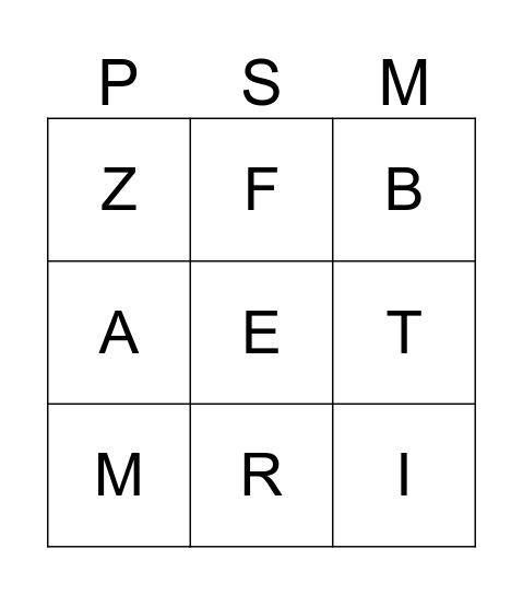 Initial Sounds Bingo Card