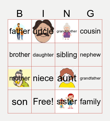 Family Members Bingo Card