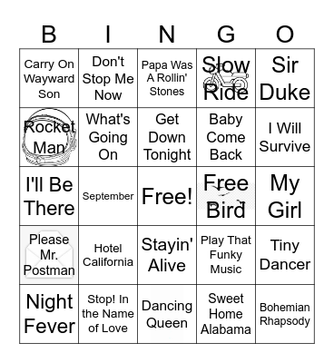 70s Hits Bingo Card
