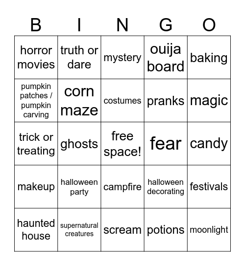 halloween Bingo Card