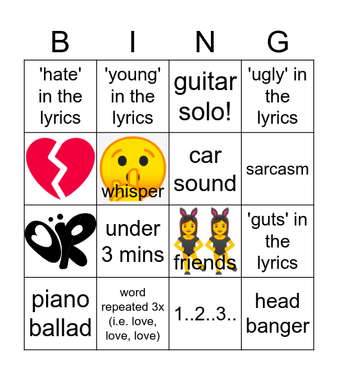 guts release party Bingo Card