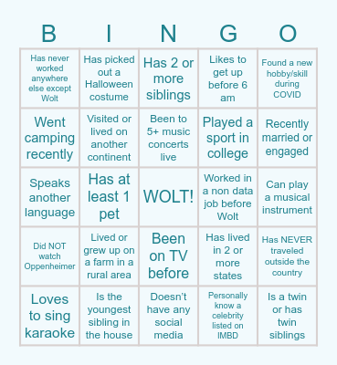 Virtual Icebreaker Bingo Card