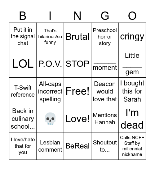 Becca Bingo Card