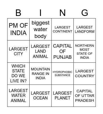 GK Bingo Card