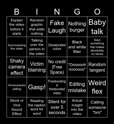 SSSniperwolf BBBingo Card