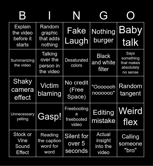 SSSniperwolf BBBingo Card