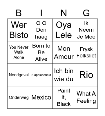 Vet Foute Muziek Bingo Card