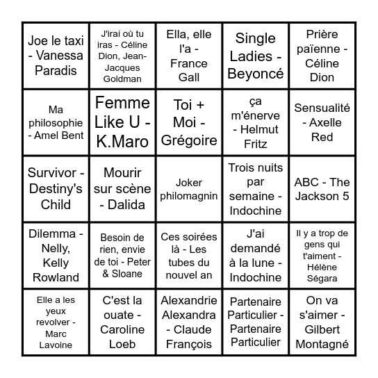 LE BINGO DES D3S Bingo Card